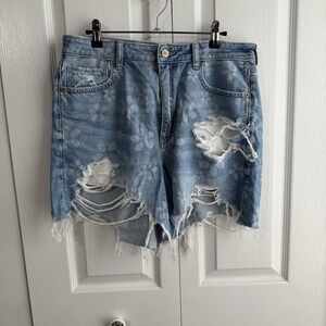 American Eagle Highest Rise Baggy Short Daisy Print Women's Size 12 Beach Boho